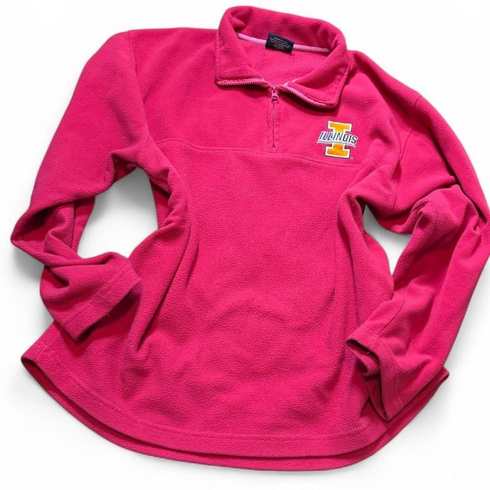 Rare Vintage 90s Weatherproof Illinois Pink Fleece Quarter Zip, Women's Size L